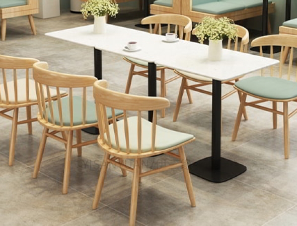 Bộ bàn ghế cafe gỗ nệm BCF011