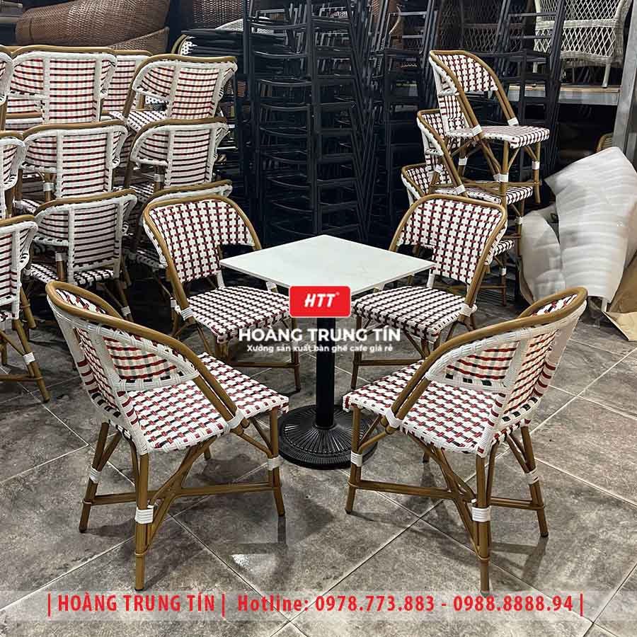 Bàn ghế cafe đan nhựa giả mây HTT-008