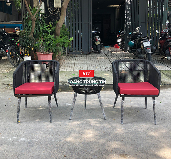 Bàn ghế cafe nhựa giả mây HTT - 014