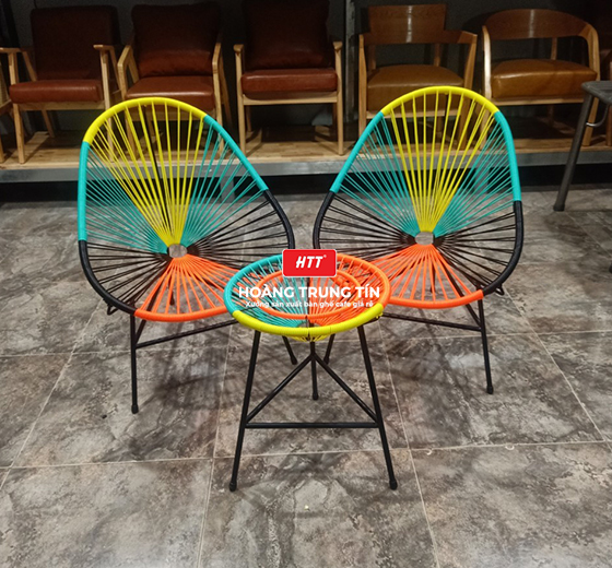 Bàn ghế cafe nhựa giả mây HTT - 012