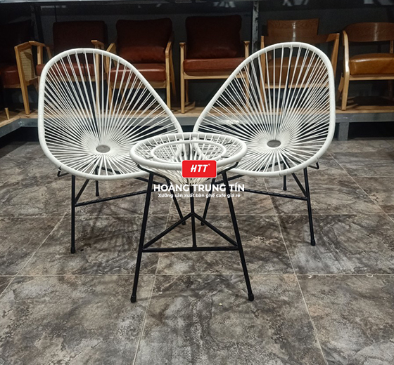 Bàn ghế cafe nhựa giả mây HTT - 012