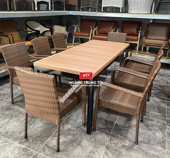 Bộ bàn ghế nhựa giả mây HTT - 008