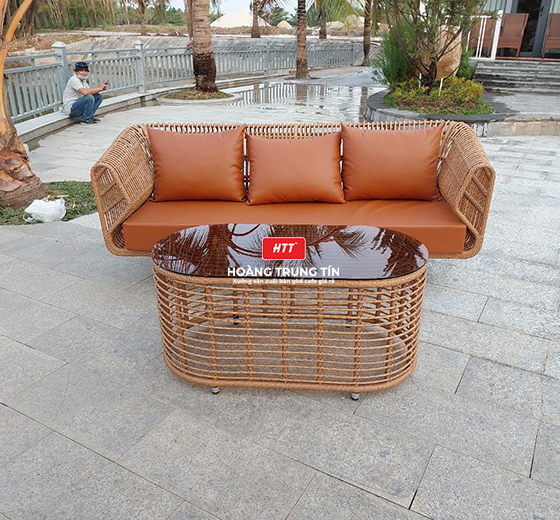 Bộ bàn ghế nhựa giả mây HTT - 008