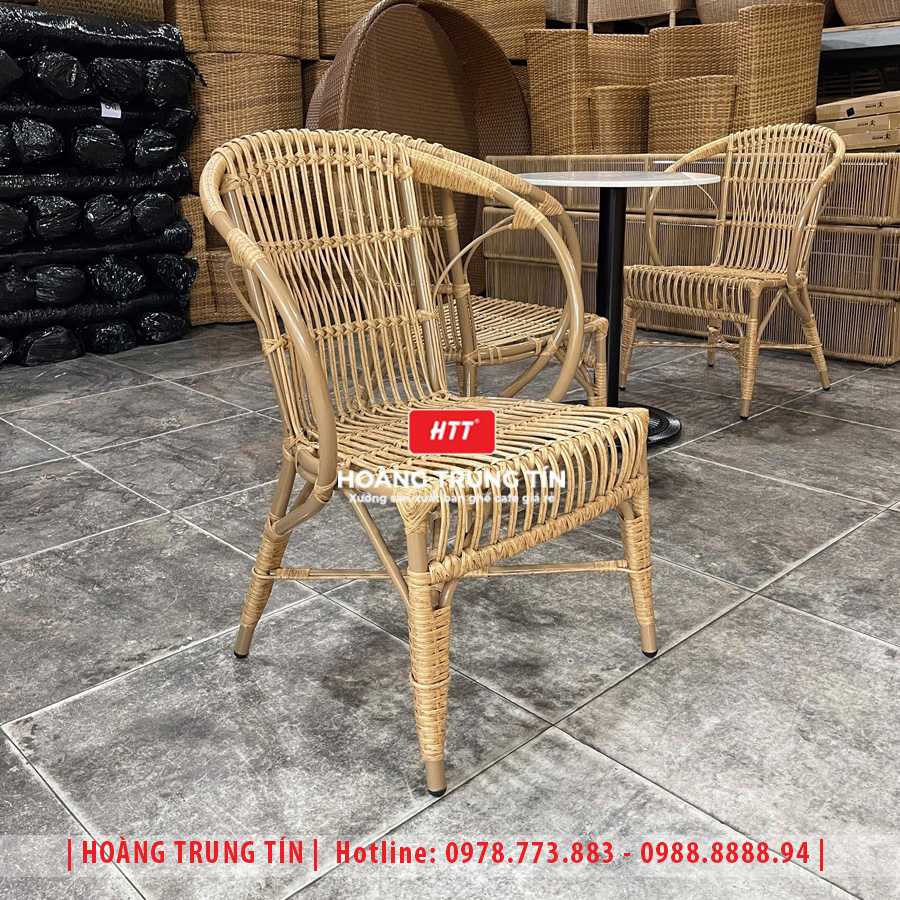 Bàn ghế cafe đan nhựa giả mây HTT-059