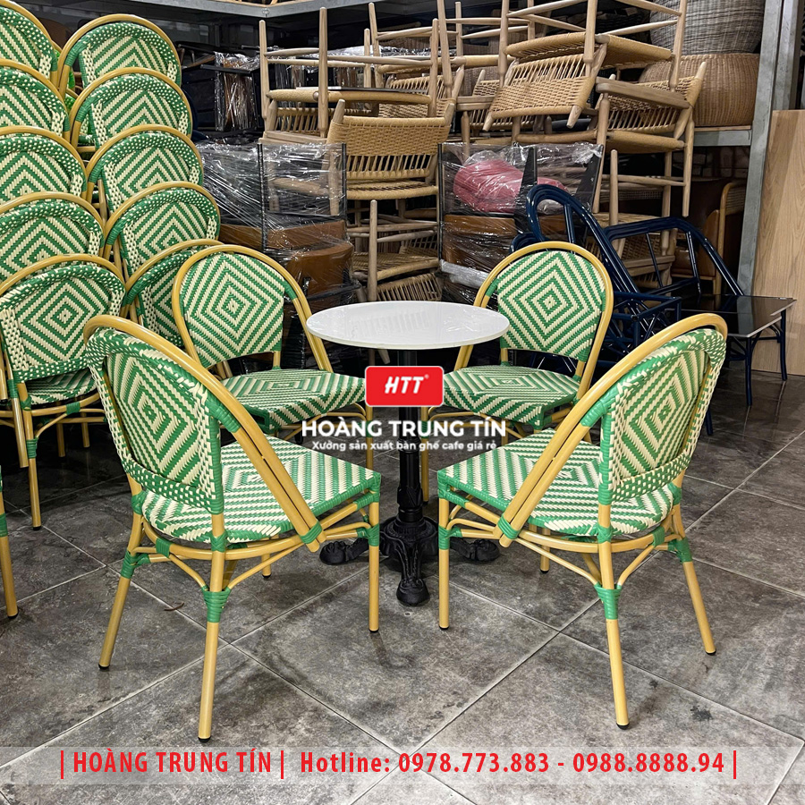 Bàn ghế cafe đan nhựa giả mây HTT-060