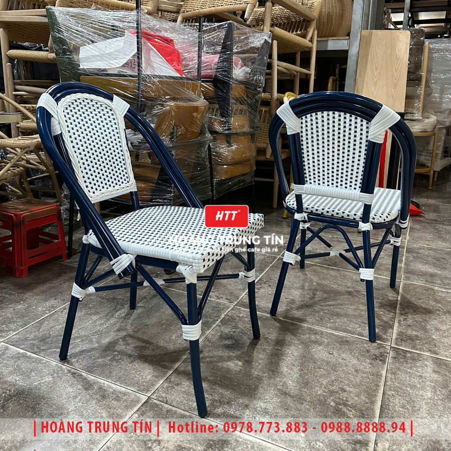 Bàn ghế cafe đan nhựa giả mây HTT-063