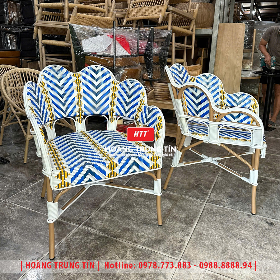 Bàn ghế cafe đan nhựa giả mây HTT-066