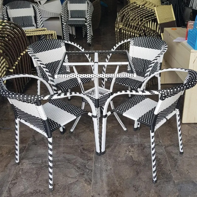 Bộ bàn ghế cafe sân vườn nhựa giả mây