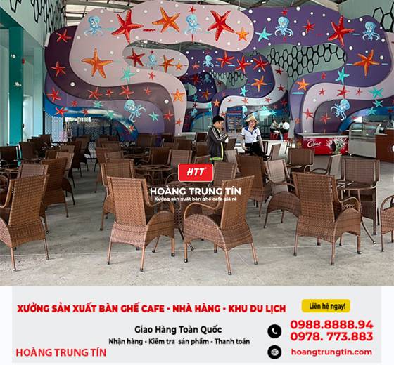 Bàn ghế nhựa giả mây cho quán cafe HTT - 007