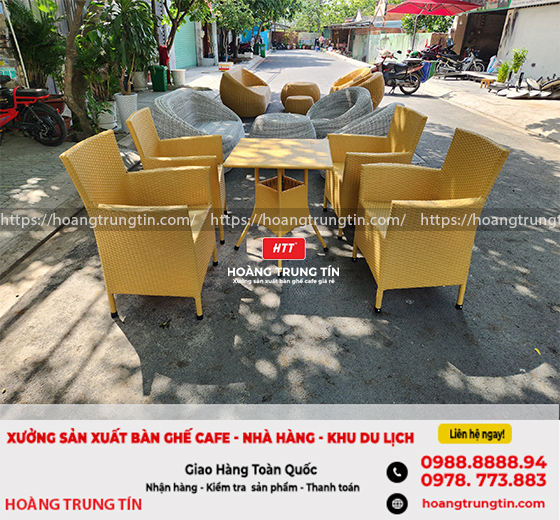Bộ bàn ghế cafe nhựa giả mây cực đẹp