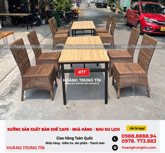 Bàn ghế nhựa giả mây cho quán cafe HTT - 007