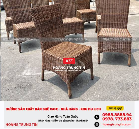 Bàn ghế nhựa giả mây cho quán cà phê HTT - 006