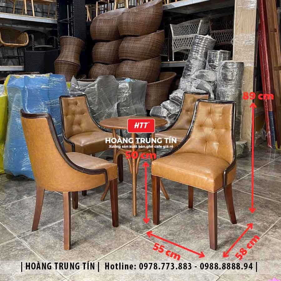Bàn ghế cafe gỗ nệm cao cấp HTT02 đẹp giá rẻ 2026
