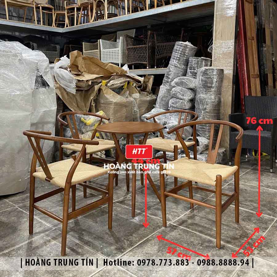Bàn ghế cafe gỗ cao cấp HTT03 đẹp giá rẻ 2026