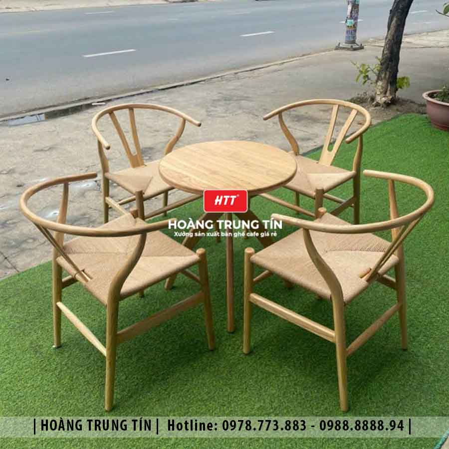 Bàn ghế cafe gỗ cao cấp HTT02 đẹp giá rẻ 2026