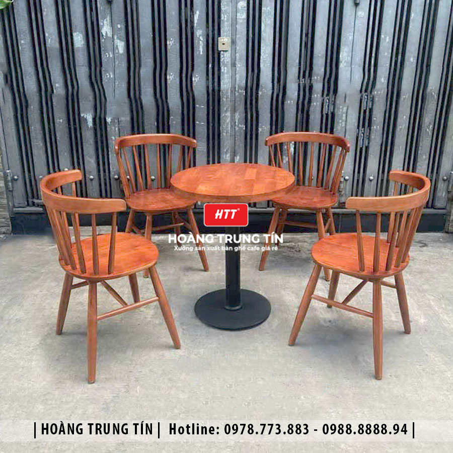 Bàn ghế cafe gỗ cao su HTT01 đẹp giá rẻ 2026