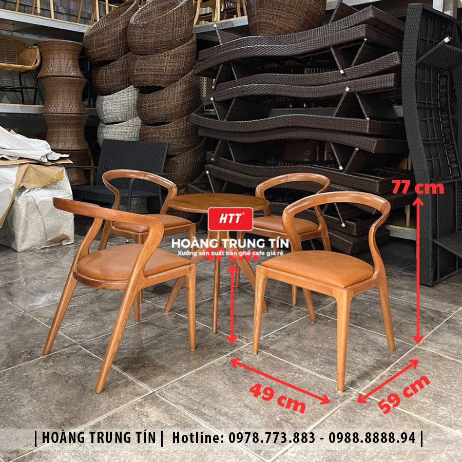 Bàn ghế cafe salma gỗ ash nệm cao cấp HTT02 đẹp giá rẻ 2026