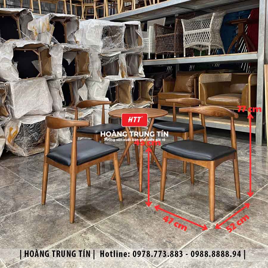 Bàn ghế cafe gỗ nệm HTT017 đẹp giá rẻ 2026