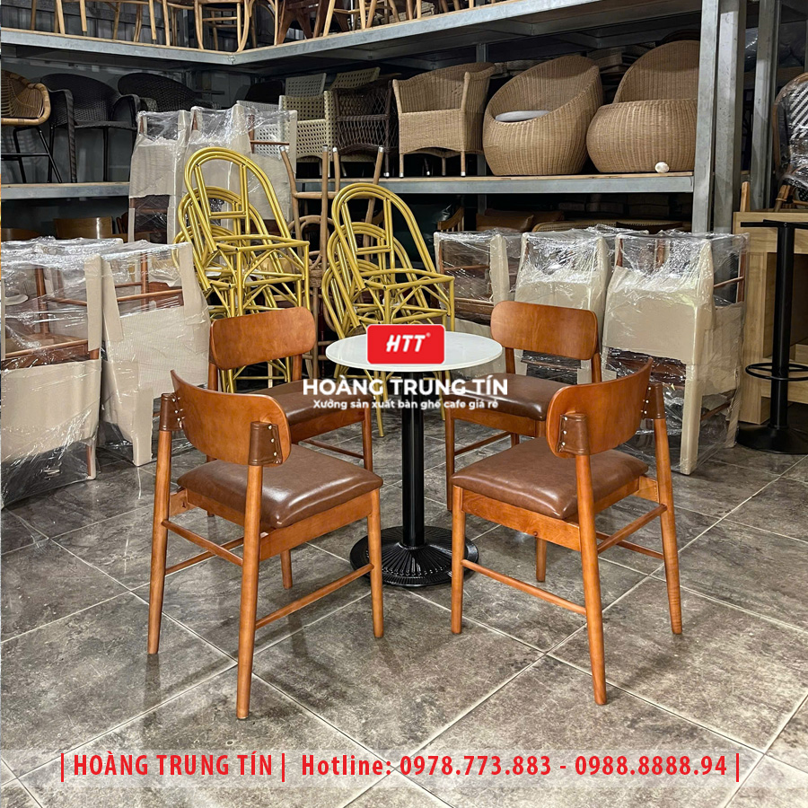Bàn ghế cafe gỗ nệm HTT032 đẹp giá rẻ 2026