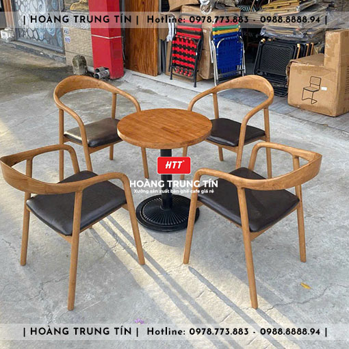 Bàn ghế cafe gỗ nệm HTT006 đẹp giá rẻ 2026