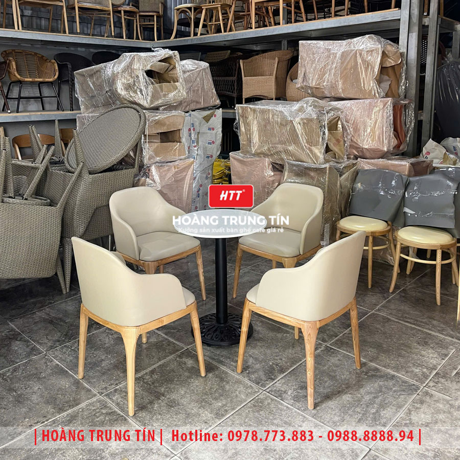 Bàn ghế cafe gỗ nệm HTT029 đẹp giá rẻ 2026
