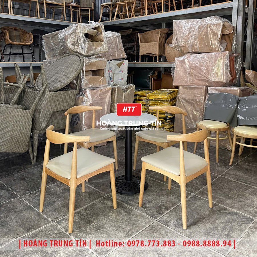 Bàn ghế cafe gỗ nệm HTT030 đẹp giá rẻ 2026