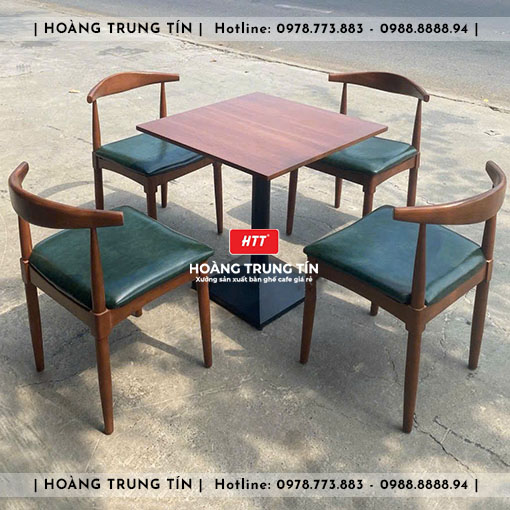 Bàn ghế cafe gỗ nệm HTT008 đẹp giá rẻ 2026