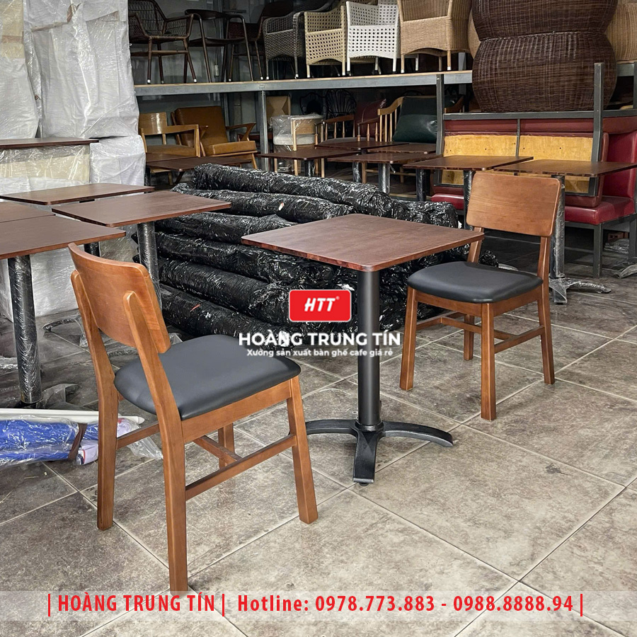 Bàn ghế cafe gỗ nệm HTT034 đẹp giá rẻ 2026