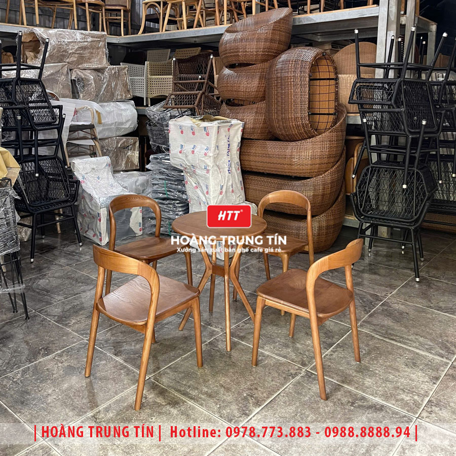 Bàn ghế cafe gỗ cao cấp HTT06 đẹp giá rẻ 2026