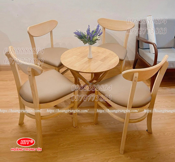 Bộ bàn ghế gỗ nệm cafe HTT-BGCF01 đẹp giá rẻ 2026