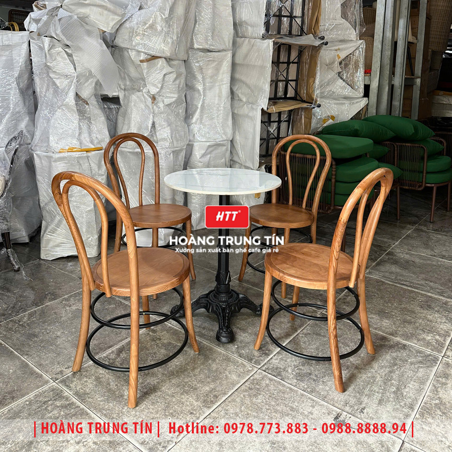 Bàn ghế cafe gỗ cao cấp HTT08 đẹp giá rẻ 2026