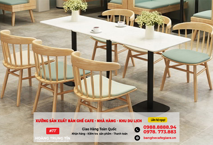 Bộ bàn ghế gỗ cafe cao cấp HTT-BGCF01 đẹp giá rẻ 2026