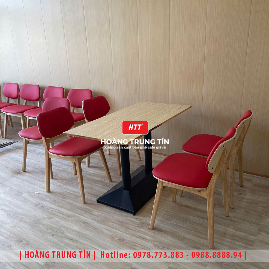 Bàn ghế cafe gỗ nệm HTT025 đẹp giá rẻ 2026