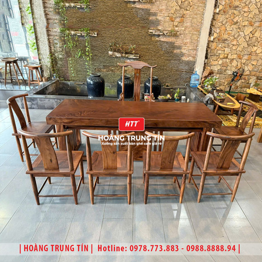 Bàn ghế trà đạo gỗ me tây nguyên khối HTT01 đẹp giá rẻ 2026