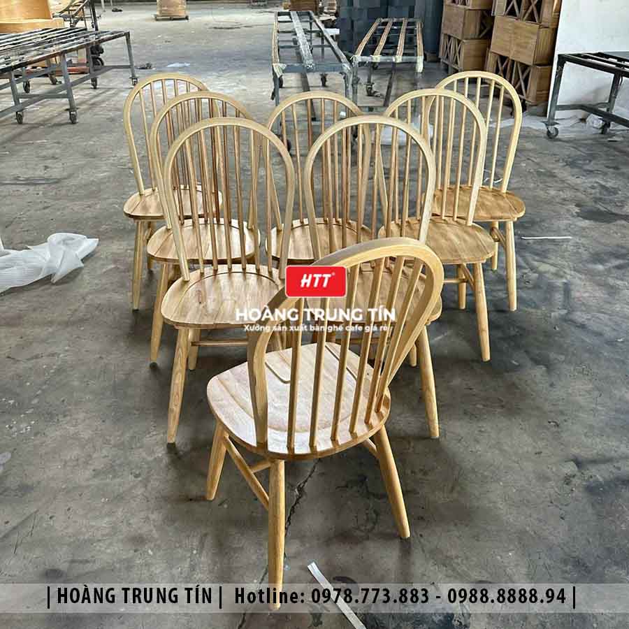 Ghế windsor gỗ cafe cao cấp HTT01 - góc chụp khác tại xưởng