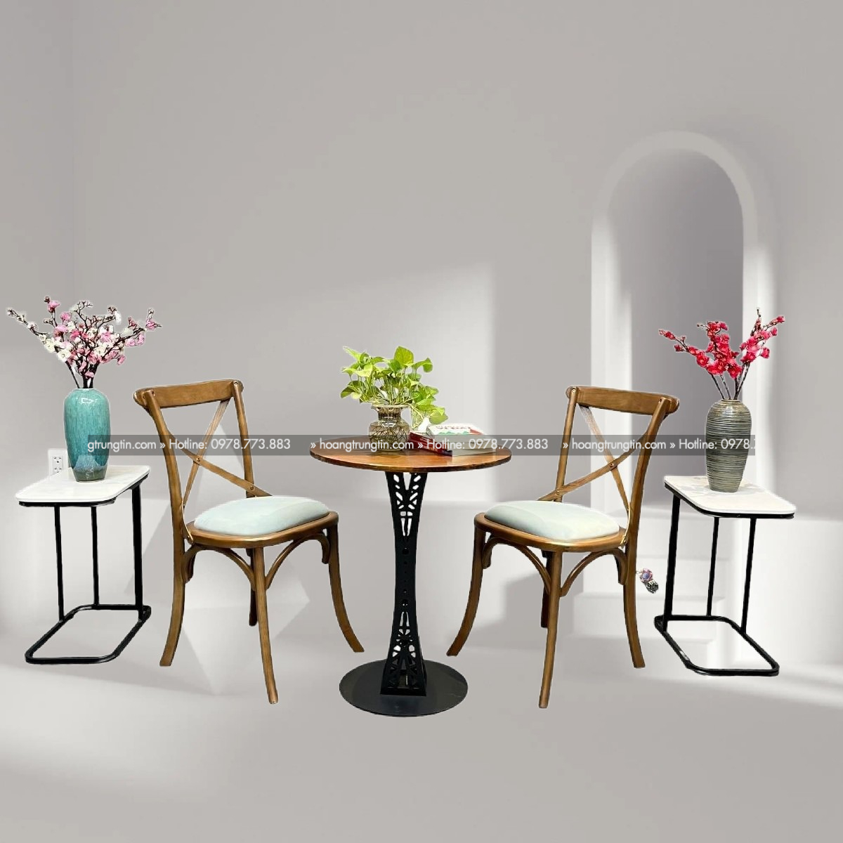 Bộ bàn ghế louis cafe sang trọng MBGCF01 - góc chụp khác tại xưởng