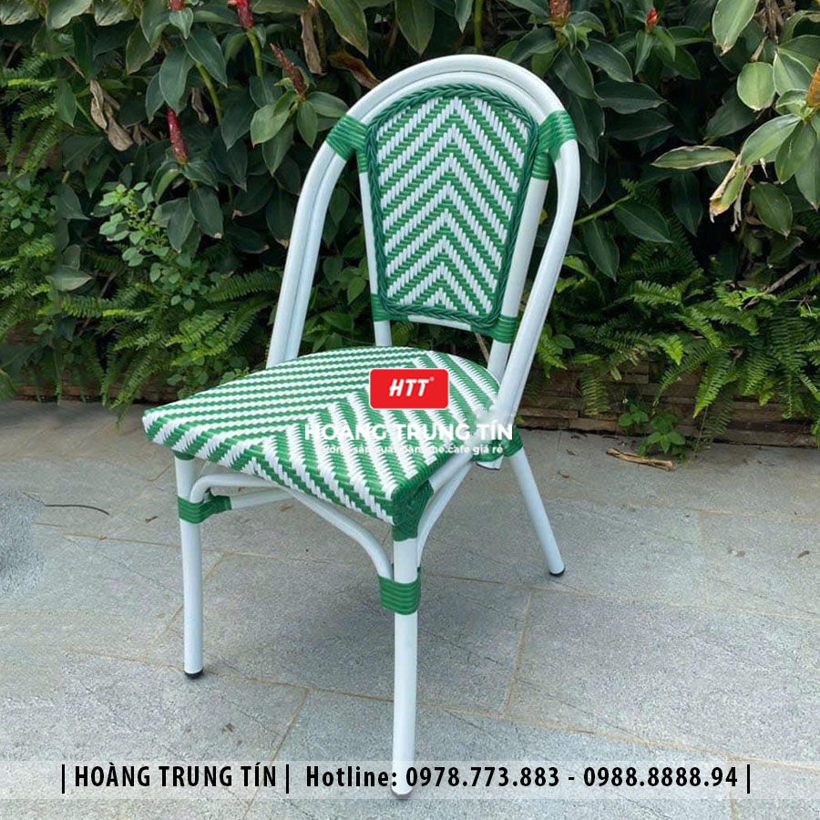Bàn ghế cafe đan nhựa giả mây ngoài trời HTT10