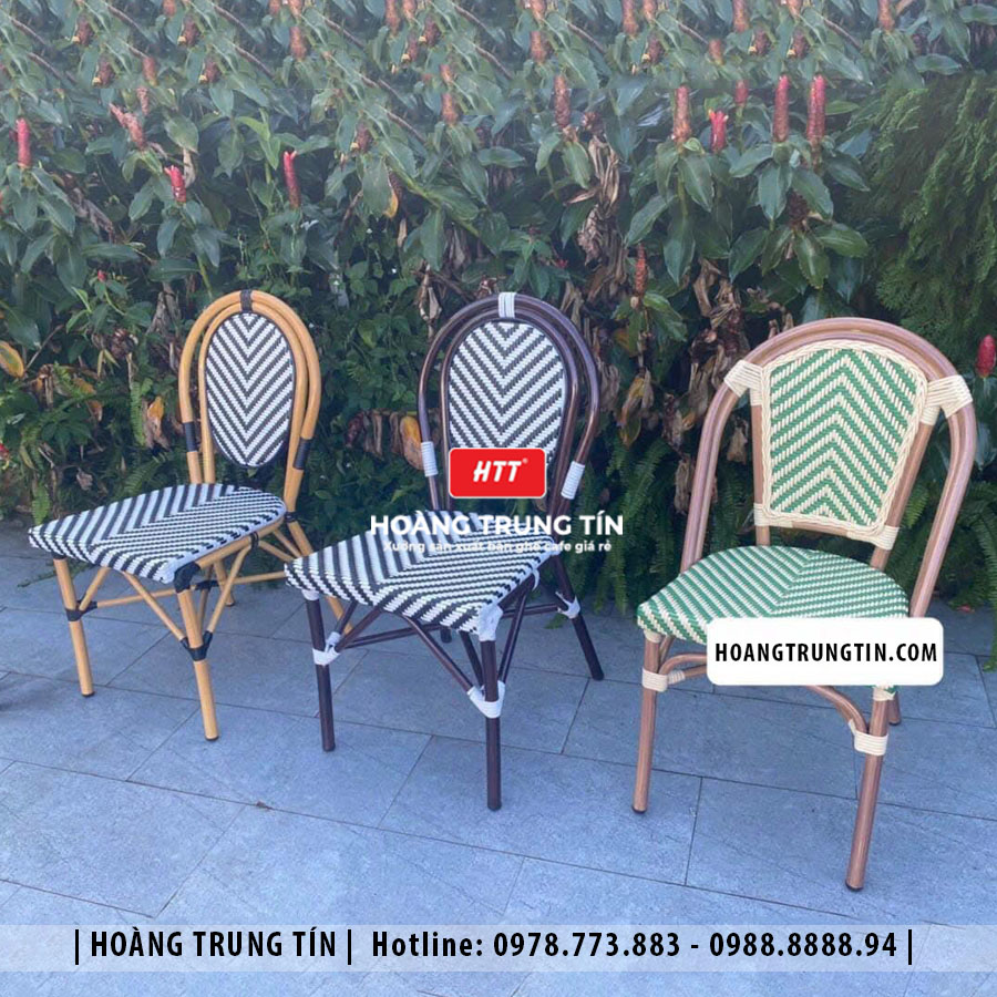 Bàn ghế cafe đan nhựa giả mây ngoài trời HTT14