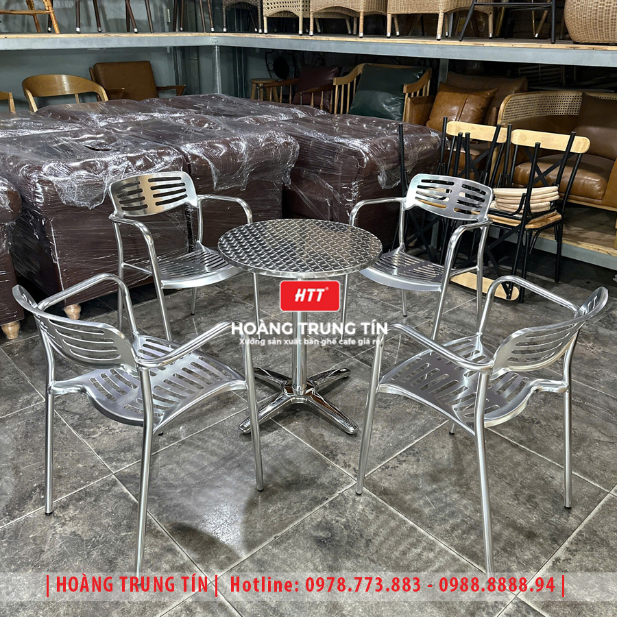 Bàn ghế cafe nhôm ngoài trời HTT01