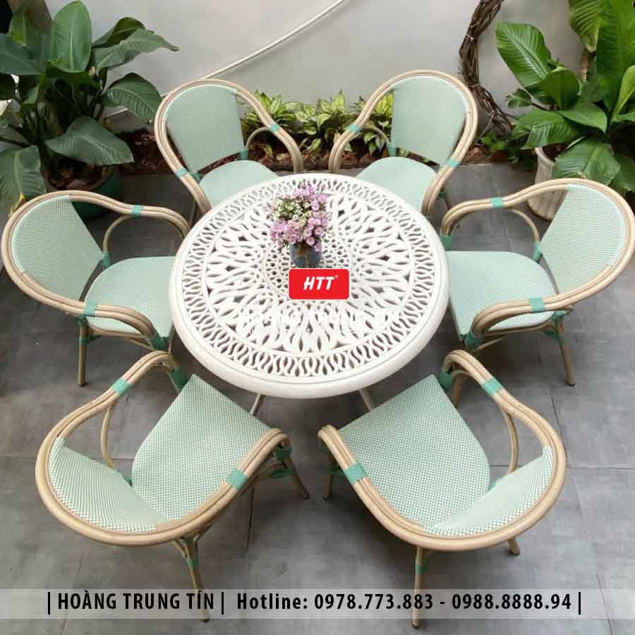 Bàn ghế cafe nhôm lưới ngoài trời HTT07