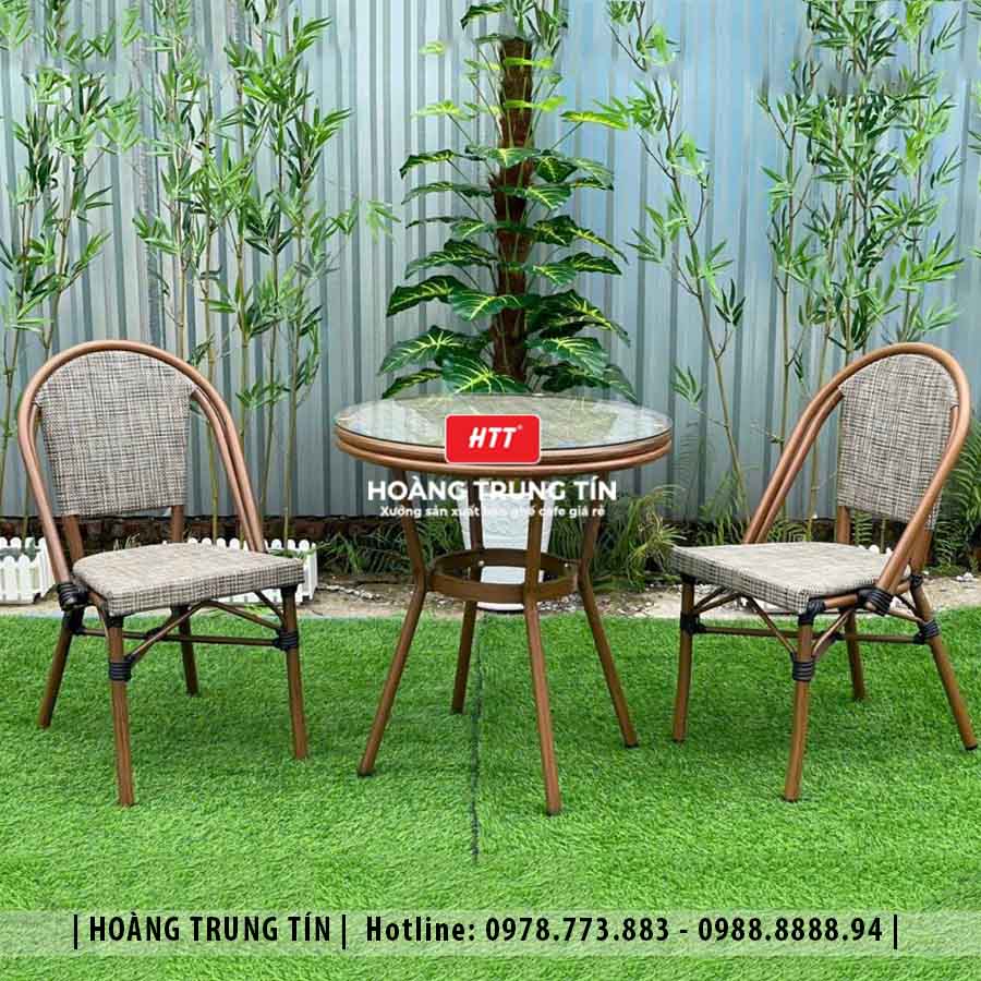 Bàn ghế cafe nhôm lưới ngoài trời HTT04