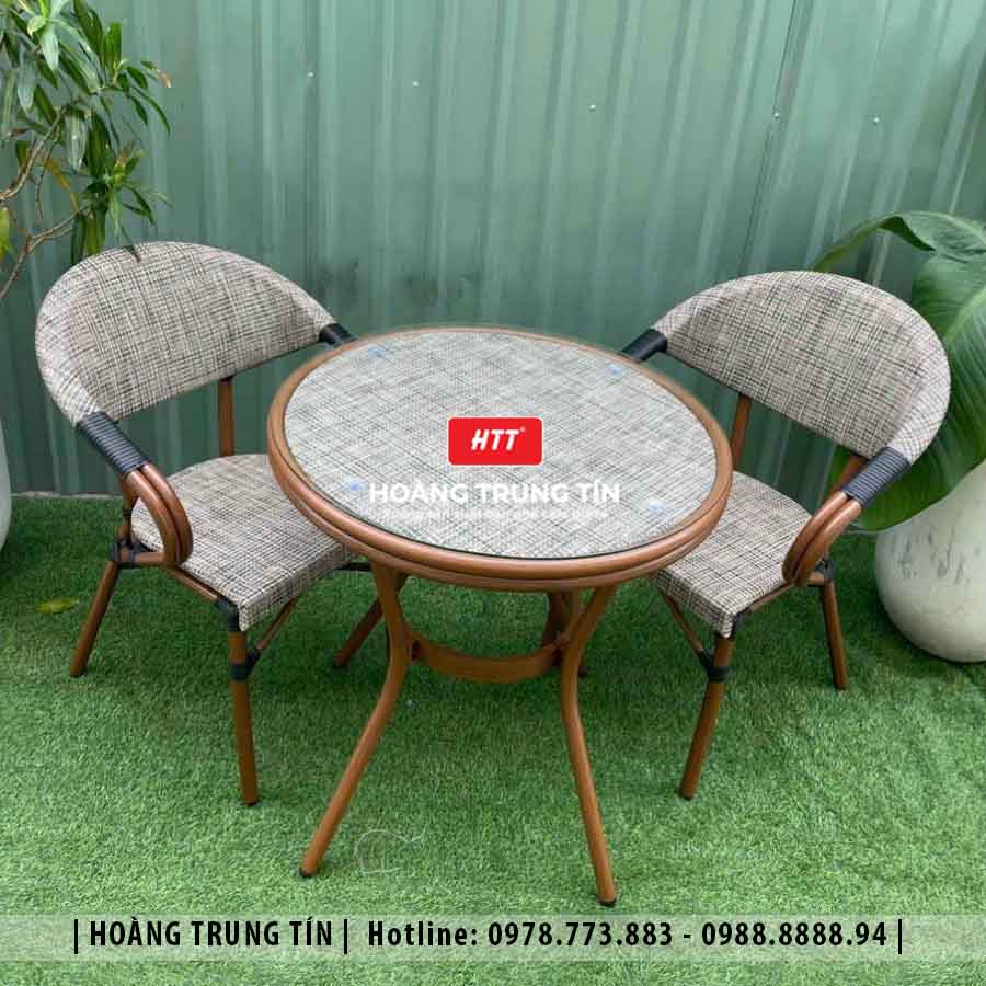 Bàn ghế cafe nhôm lưới ngoài trời HTT05