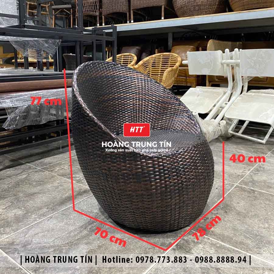 Bàn ghế cafe đan nhựa giả mây ngoài trời HTT27