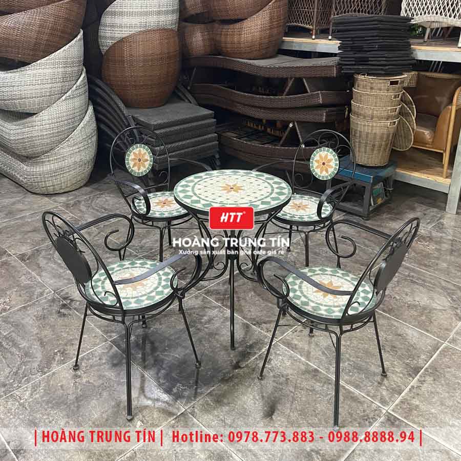 Bàn ghế cafe sắt gạch ngoài trời HTT01