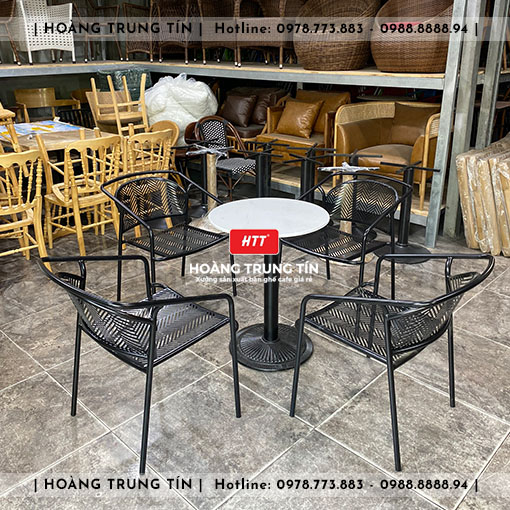 Bàn ghế cafe sắt HTT008