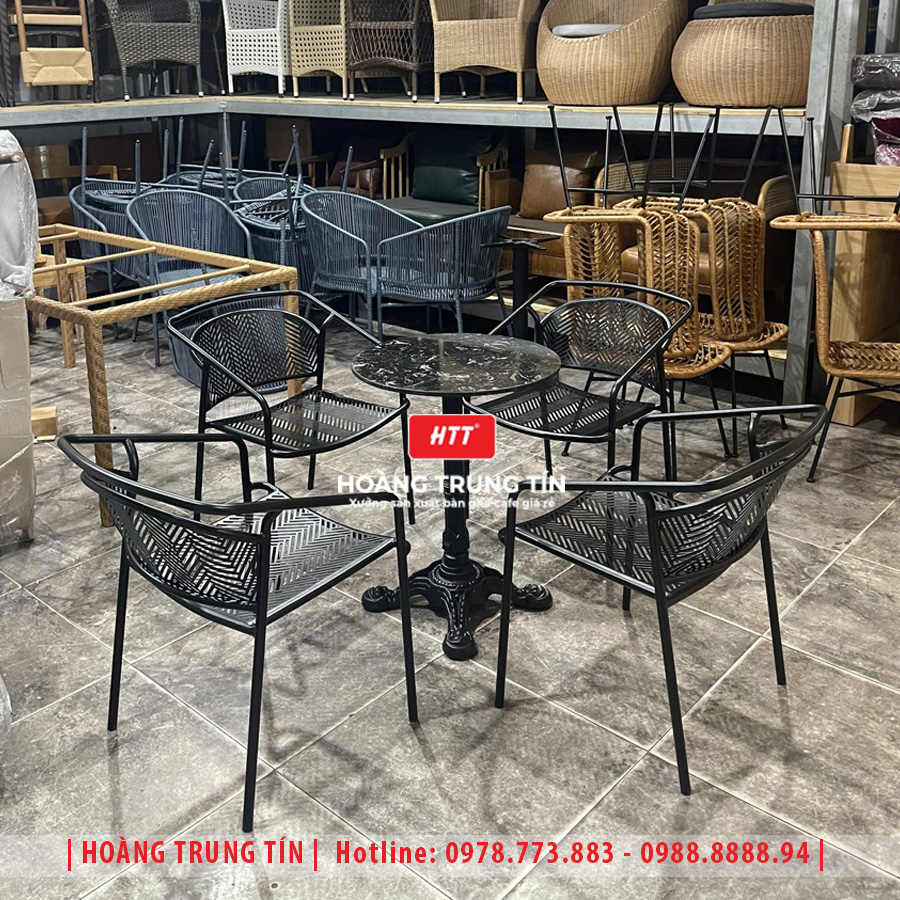 Bàn ghế sắt cafe ngoài trời HTT27