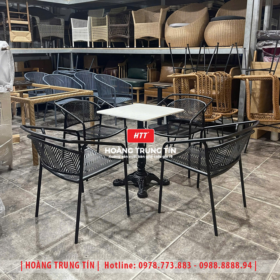 Bàn ghế sắt cafe ngoài trời HTT27
