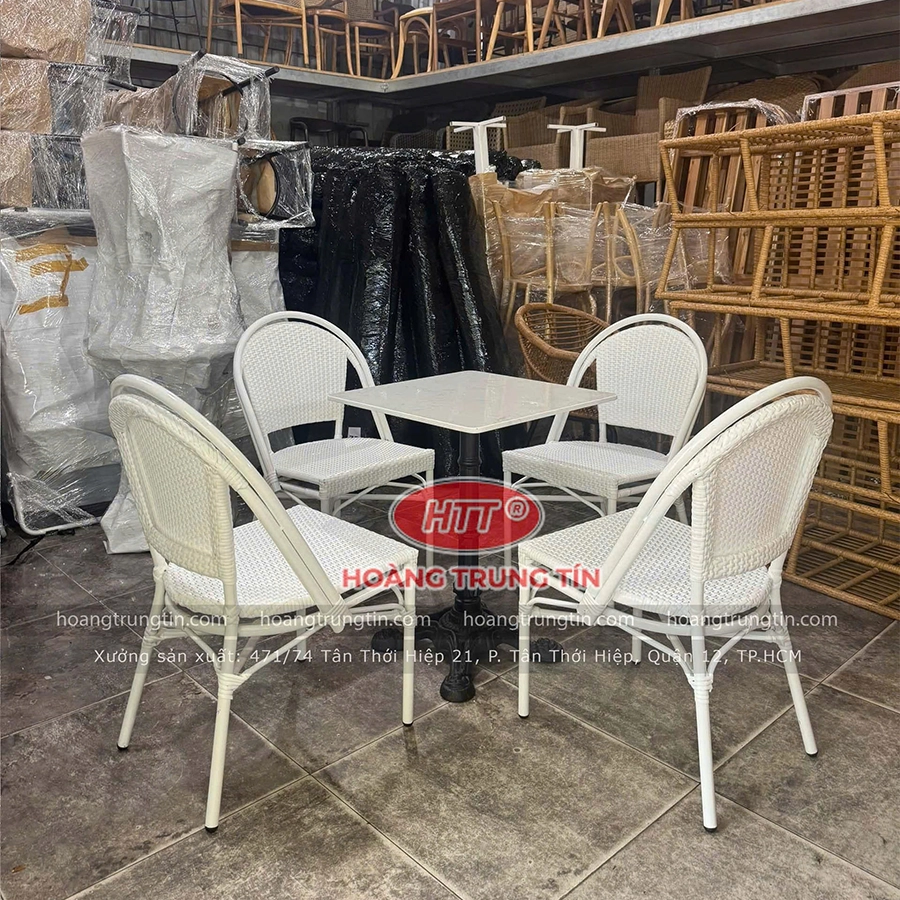 Bàn ghế cafe nhựa giả mây HTT 01