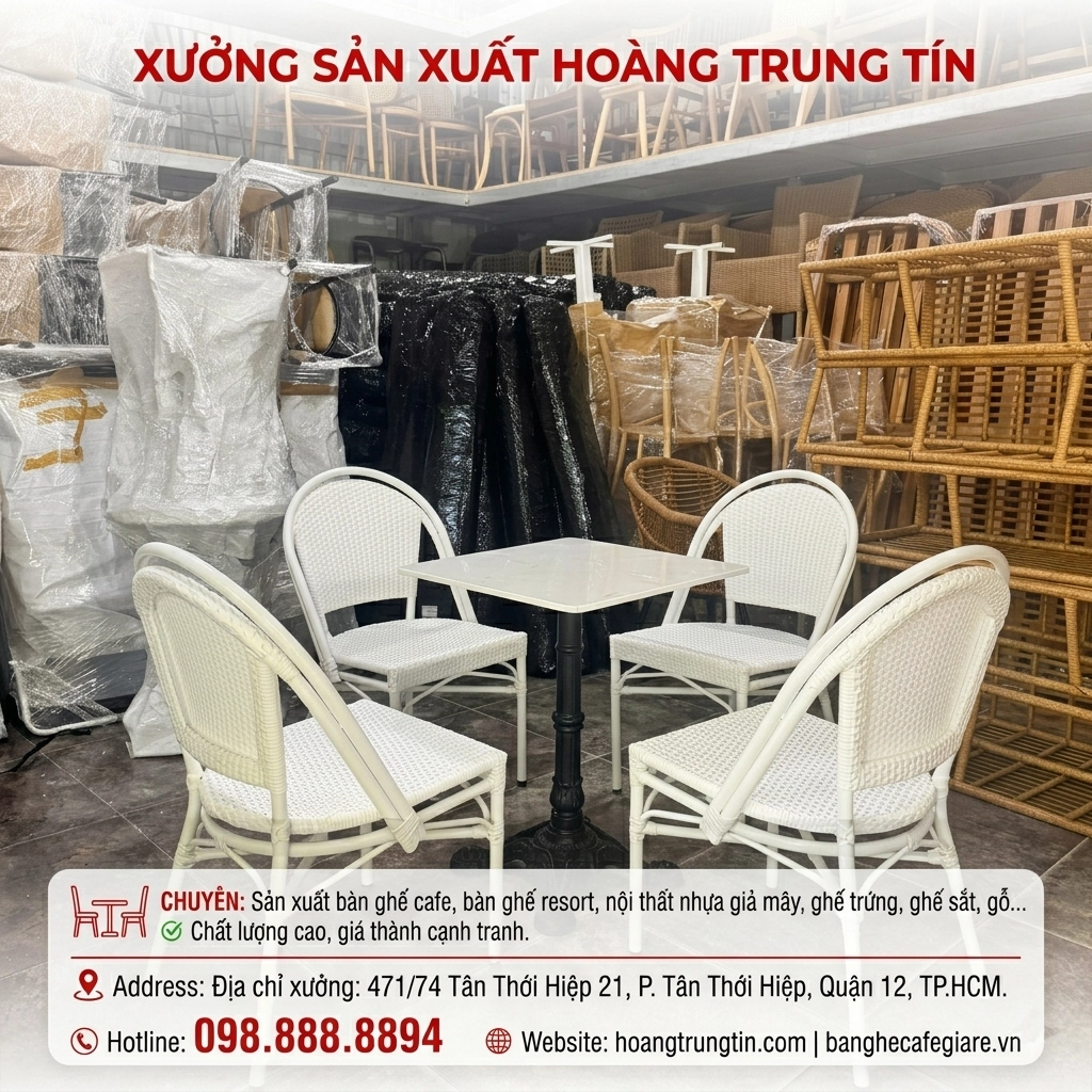 B&agrave;n ghế cafe nhựa giả m&acirc;y