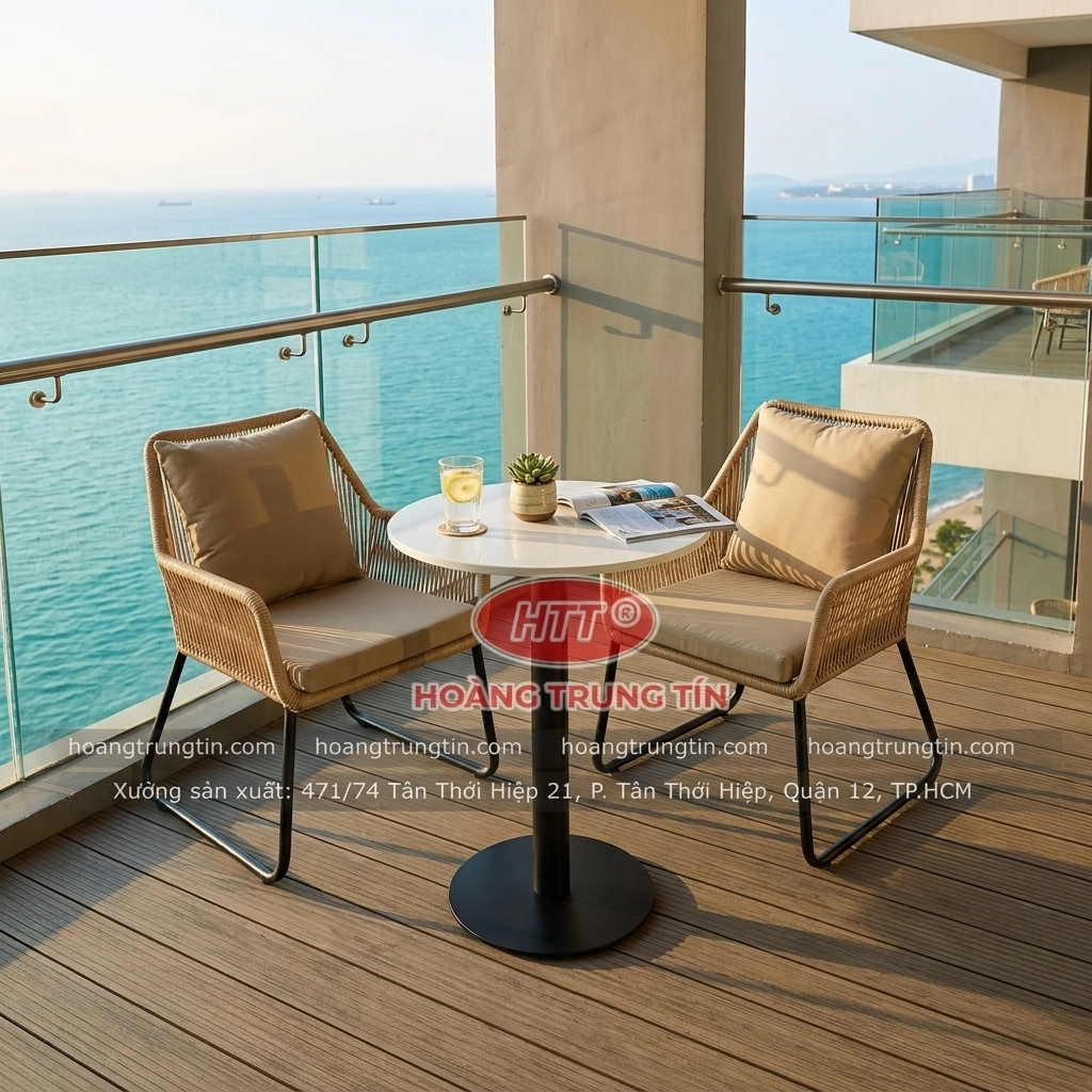 Bộ Bàn Ghế Đan Nhựa Giả Mây HTT 01
